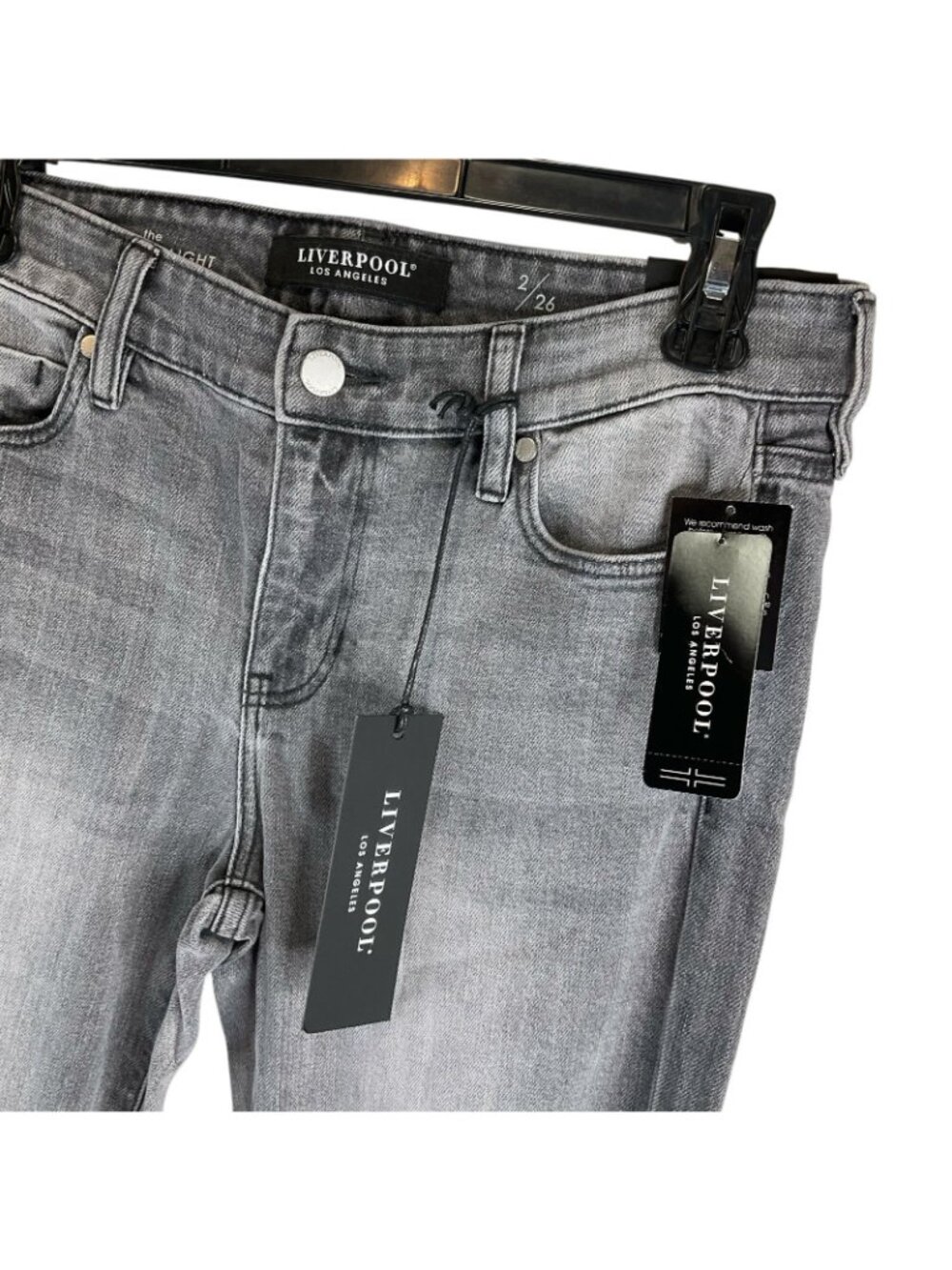 Liverpool Los Angeles Jeans Womens Sz 2/26 Pumice Fray Fringe Stretch Nwt $98 - Picture 3 of 13